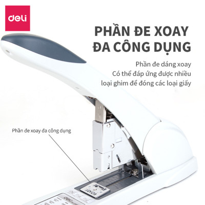 Dập ghim Deli, cỡ lớn 210 trang, Đen, Xám - 1 cái E0395