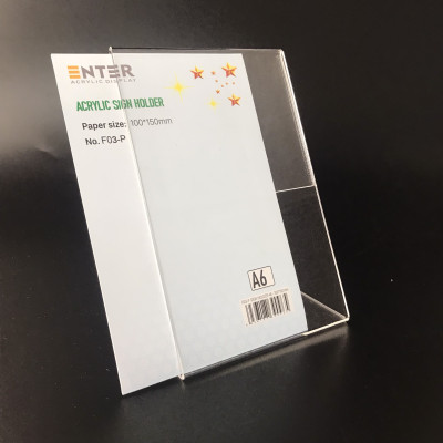 Kệ mica 1 mặt Enter F03-P 100x150mm A6 đứng, Kệ menu chữ L, Khung thông tin sản phẩm, Khung bảng giá, Kệ trưng bày để bàn