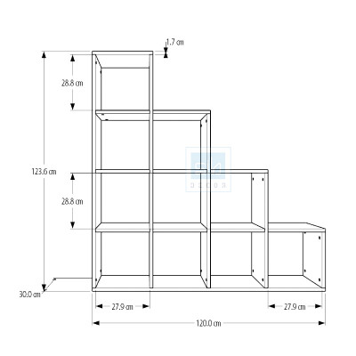 Tủ Sách Gỗ Bậc Thang Lớn Cho Phòng Khách, Phòng Làm Việc Thương Hiệu SIB Decor KSG20