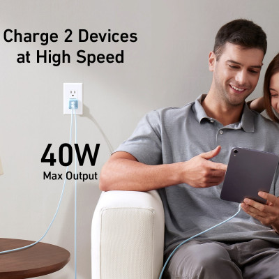 Sạc ANKER 521 Nano Pro 40W 2 Cổng USB-C PiQ 3.0 tương thích PD - A2038