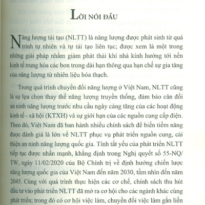 Việc Làm Bền Vững Gắn Với Việc Phát Triển Năng Lượng Tái Tạo (Nghiên Cứu Trường Hợp Tại Tỉnh Ninh Thuận) - TS. Trần Thị Tuyết chủ biên
