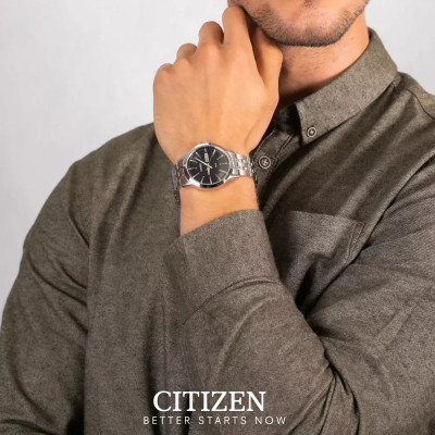 Đồng Hồ Nam Citizen Dây Thép Không Gỉ BF2011-51E - Mặt Đen