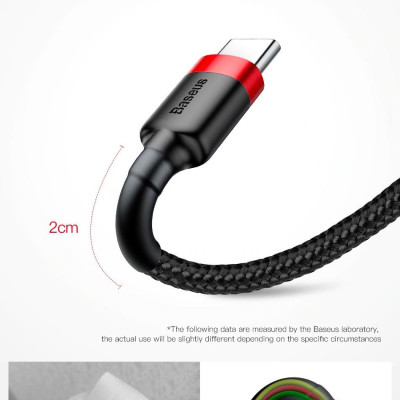 Cáp sạc Baseus Cafule Quick Charge và truyền dữ liệu tốc độ cao Usb to Type C 3A CATKLF- Hàng chính hãng