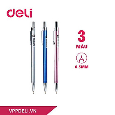 Bút Chì Bấm Vỏ Kim Loại 0.5mm - Deli 6492