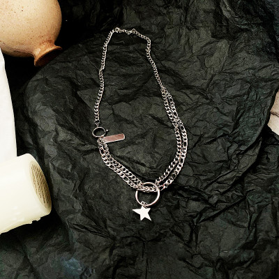 Dây chuyền ngôi sao titan phối hình chữ nhật phong cách trẻ trung