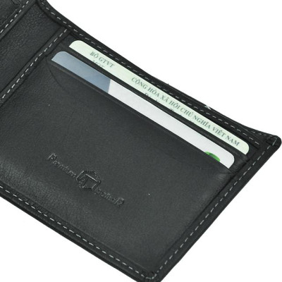 Ví Nam Da Bò AT Leather 056 (10 x 8.5 cm) - Đen