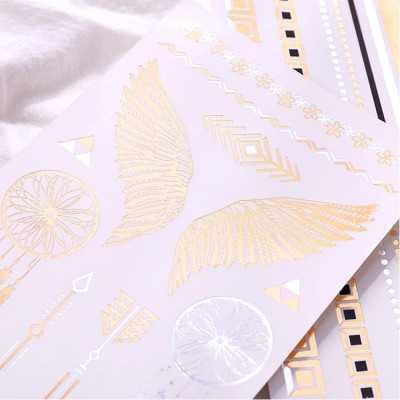 Xăm nhũ cánh thiên thần, mũi tên, vòng dreamcatcher, hoa vintage tatoo tạm thời henna Legaxi