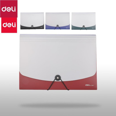 Cặp tài liệu A4 13 ngăn Deli - Đen/Xanh dương/Đỏ/Xanh lá - 1 chiếc - E5558 