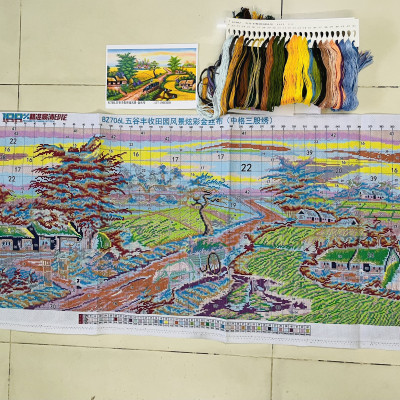 Tranh thêu chữ thập Quê hương mùa lúa chín 8Z706L, kích thước 100 x 50 cm, thêu kín