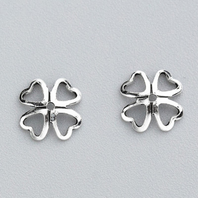 Combo 14 cái charm bạc chụp hạt, bọc hạt họa tiết cỏ 4 lá - Ngọc Quý Gemstones