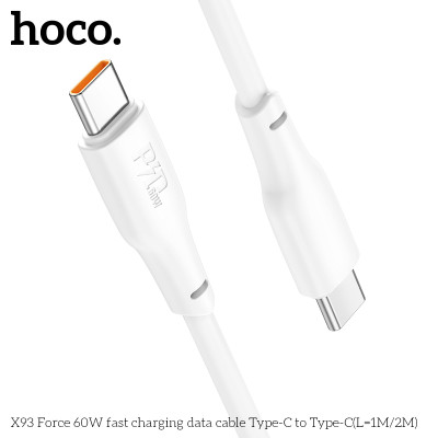 Cáp Sạc Nhanh Dành Cho Hoco X93 Force 60W Type-C Đến Type-C Dây Dài 2M Hàng Chính Hãng