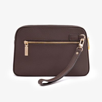 Ví Nam Cầm Tay Clutch Da Hàng Hiệu GENCE RB05 Da Bò Khóa Vân Tay Cao Cấp Màu Nâu