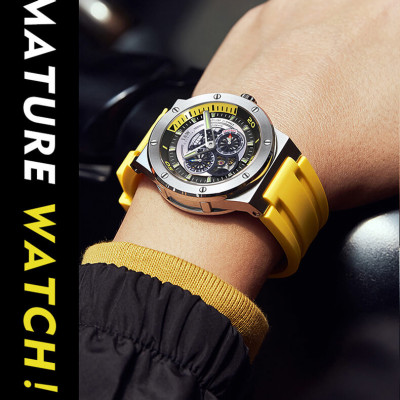 Đồng hồ nam chính hãng IW CARNIVAL IW619G-4 Kính sapphire ,chống xước,Chống nước ,Bảo hành 24 tháng,Máy cơ (Automatic),Dây cao su cao cấp,thiết kế lộ cơ thể thao