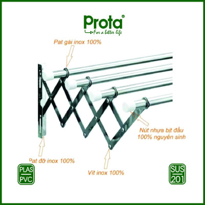 [CHÍNH HÃNG] Giàn phơi thông minh Prota inox ống 16mm co giãn cao cấp loại 100cm- Bảo hành 12 tháng