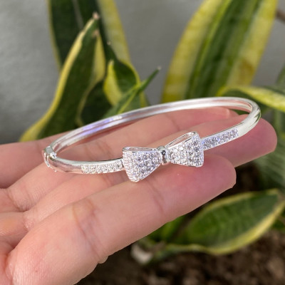 Lắc Tay Nữ Bạc Ta Nơ Xinh Đính Đá CZ Cao Cấp Bạc Hiểu Minh LTU535