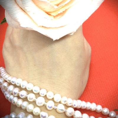 VÒNG CỔ NGỌC TRAI THIÊN NHIÊN NƯỚC NGỌT CAO CẤP-MÃ KTP