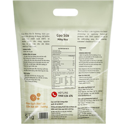 Gạo Hoa Lúa Trắng - Túi 2kg - Dẻo vừa, mềm cơm, thơm nhẹ