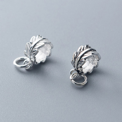 Combo 2 cái charm bạc chiếc lá cuộn tròn gắn charm treo - Ngọc Quý Gemstones