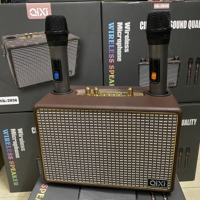 Loa Bluetooth Karaoke  QIXI SK-2036 , Tặng Kèm 2 Micro Không Dây Cao Cấp , Hát Karaoke Nghe Nhạc Bass mạnh -Hàng Chính Hãng