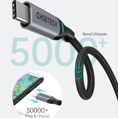 Dây cáp sạc type C sạc nhanh 100W Type-C to Type-C chuẩn PD 3.0 hiệu CHOETECH XCC-GY-1002 dài 180cm truyền data tốc độ cao 480Mbps (20V/5A, QC 4.0 & PD 3.0) sạc cho iPhone 15 pro max 15 plus ipad pro macbook samsung huawei oppo laptop  - hàng nhập khẩu