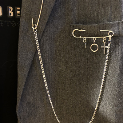 Cài áo chuỗi xích titan hợp kim unisex nhiều kiểu đeo