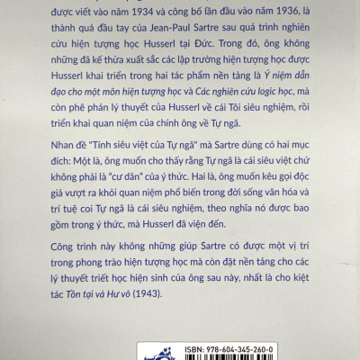 Tính Siêu Việt Của Tự Ngã - Phác Thảo Một Mô Tả Hiện Tượng Học