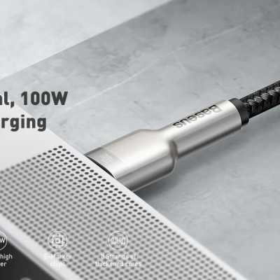 Cáp sạc Baseus Type C 100W, Cáp sạc siêu nhanh 100W Baseus Metal Data Cable Type C to Type C (100W) - Hàng nhập khẩu