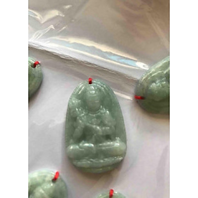 MẶT PHẬT ĐẠI THẾ CHÍ XANH CẨM THẠCH TỰ NHIÊN 35mm đk 23mm ĐỘ mệnh NỮ tuổi NGỌ mệnh MỘC HOẢ THUỶ