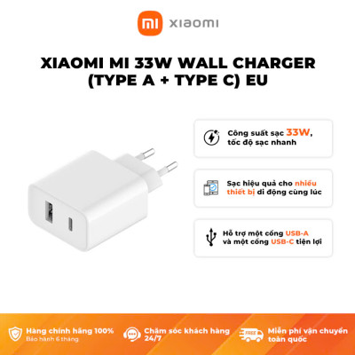 Củ Sạc Nhanh Xiaomi Mi 33W Wall Charger (Type A + Type C) EU - Hàng Chính Hãng