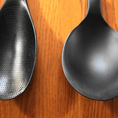 Muôi cơm kháng khuẩn cán dài Echo Metal 25cm màu đen - Nội địa Nhật Bản