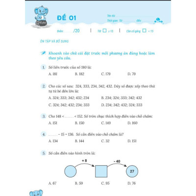 Sách - 50 đề tăng điểm nhanh Toán lớp 3 MCBooks