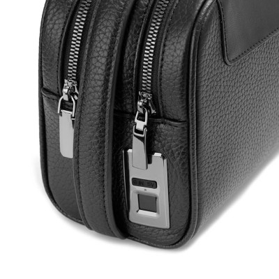 Ví Cầm Tay Túi Xách Da Nam GENCE RB10 Da Bò Khóa Vân Tay Cao Cấp Màu Đen