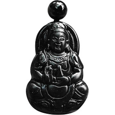 Mặt Dây Chuyền Phật Bà Đá Obsidian (3.2 x 2 cm) Ngọc Quý Gemstones MD48