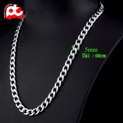 Dây chuyền nam nữ titan cao cấp đẹp sang trọng hỏa tiển trơn trangsucpt kích cỡ 2mm trắng PTDCNA12