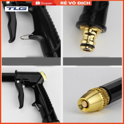 Bộ dây và vòi xịt rửa xe tưới cây tăng áp,vòi xịt rửa,vòi tưới cây 810-2621-1 (dây vàng dẹt- cút nối đồng)