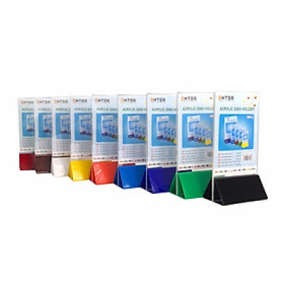 Kệ menu nhà hàng, Standee mica để bàn, Bảng quét mã QR Code, Kệ mica 2 mặt Enter E10-A 100x150mm đế lùa uốn chân chữ A