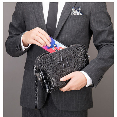Clutch khóa số cầm tay cao cấp BHM3001 Da bò dập nổi vân da cá sấu