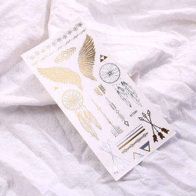 Xăm nhũ cánh thiên thần, mũi tên, vòng dreamcatcher, hoa vintage tatoo tạm thời henna Legaxi