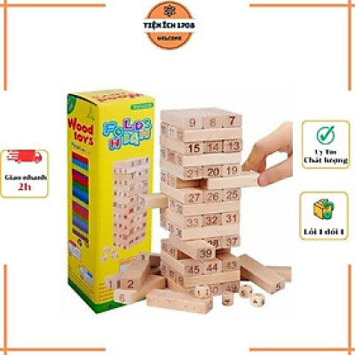 Đồ Chơi Rút Gỗ Cỡ Lớn Cao Cấp Loại Lớn Kèm 4 Con Súc Sắc Cho Bé