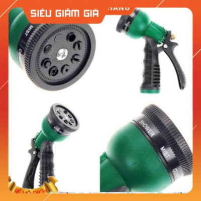 Vòi xịt rửa xe,Vòi phun nước tưới cây tăng áp thông minh 8 chế độ 815498 (cút đồng,nối đồng - dây vàng)