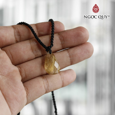 Mặt dây chuyền giọt nước facet tóc vàng mệnh thủy, kim - Ngọc Quý Gemstones