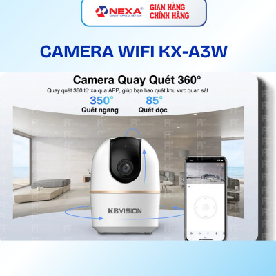 [Tặng thẻ nhớ] Camera Wifi Thông Minh KBVISION KX-A3W Xoay 360 Độ, 3MP, Đàm Thoại 2 Chiều, Hàng Chính Hãng Bảo Hành 24 Tháng