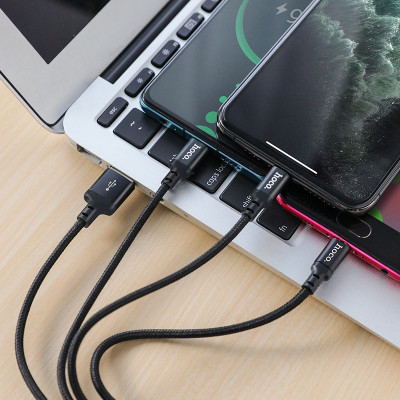 Cáp sạc nhanh 2.4A Hoco X14 dây tròn kết nối Type-C/Micro/iPhone dài 1M cho Smartphone ( 2 màu ) - Hàng chính hãng   