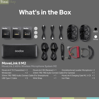 Godox MoveLink II - Micro Cài Áo Không Dây 2.4GHz Cho Smartphone, Máy Ảnh, Sử Dụng 10 Giờ, Phạm Vi Thu 100m - Hàng Nhập Khẩu