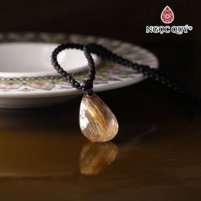 Mặt dây chuyền giọt nước facet tóc vàng mệnh thủy, kim - Ngọc Quý Gemstones