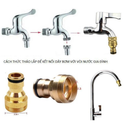 Bộ dây vòi xịt nước rửa xe, tưới cây . tăng áp 3 lần, loại 7m, 10m 206701 đầu đồng, cút,nối vàng + tặng đai
