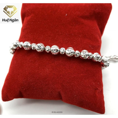 Lắc tay bạc 925 Huệ Ngân -Bi phay màu trắng RYB140099-T
