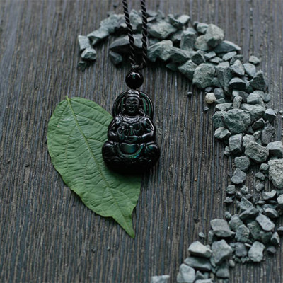 Mặt Dây Chuyền Phật Bà Đá Obsidian (3.2 x 2 cm) Ngọc Quý Gemstones MD48