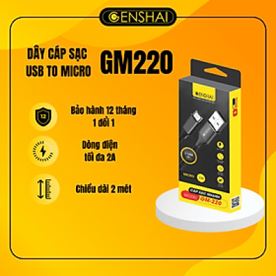 Cáp sạc Micro GENSHAI hàng chính hãng GM220 2m | Bảo hành 12 tháng 1 đổi 1 | Made in Việt Nam