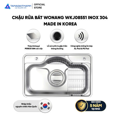 Chậu Rửa Bát Wonang WKJ08551 Inox 304 Nhập Khẩu Hàn Quốc Chính Hãng